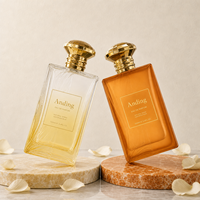 Flacon de parfum vide en verre de 100 ml, rectangulaire, avec bouchon doré, personnalisable, de qualité supérieure, en gros, avec logo OEM, de la marque Anding Stock
