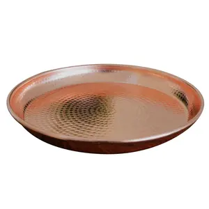 Round Tray Hammered Metal Round Copper Table Tray For Fruit