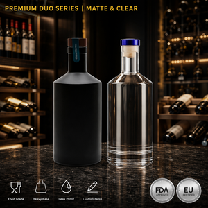 Bottiglia per Liquori in Vetro Nero Opaco Solent 750ml con Base Pesante e Tappo a T per Vodka e Gin - Confezione all'Ingrosso - Product Image 1