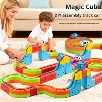 Cube magique, blocs de construction magnétiques en plastique, piste de voiture, train électrique anti-gravité, train à grande vitesse, petit train