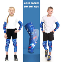 Protector de Codo y Rodilla para Jóvenes, Mangas de Compresión con Diseño Espacial, Equipo de Protección para Niños y Niñas, Fútbol, Baloncesto, Lucha Libre