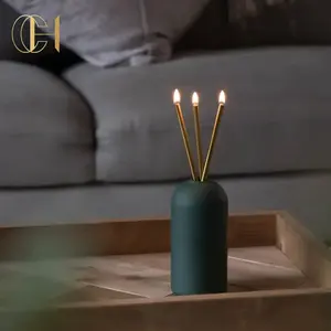 C & H all'ingrosso di novità di lusso candele in metallo pulito bruciante bastoncino olio di palma senza liquido fuso candele eterne