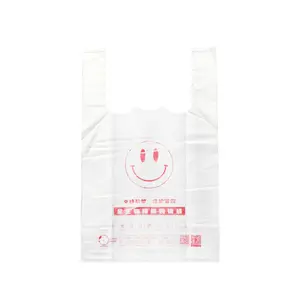 Sıcak satış PE beyaz mavi kırmızı T-shirt plastik torba gıda ambalaj yelek taşıyıcı plastik poşetler T-shirt alışveriş çantası