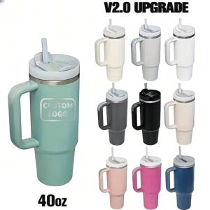 <span class=keywords><strong>Taza</strong></span> de vaso de viaje de 40Oz con recubrimiento en polvo de acero inoxidable mejorado con logotipo personalizado con asa 2,0 - Product Image 4