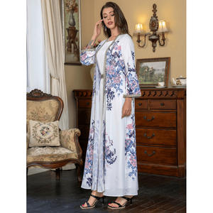 Abaya de Lujo con Cuentas Estampadas, Vestido de <span class=keywords><strong>Dos</strong></span> Piezas Holgado y Ajustado para Mujer Musulmana, Ideal para Ramadán y Banquetes - Product Image 2