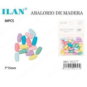 Perline in legno Ilan 7x15mm multicolori ovali per la creazione di gioielli - Product Image 2