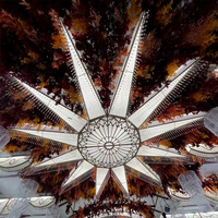 Fournisseur de décorations pour événements et fêtes de mariage Dernière décoration de plafond en fer Art Grande fleur Lustre de plafond Éclairage