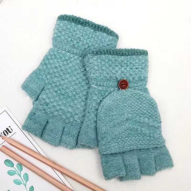 New Half Finger Winter Gloves Plush Warm Gloves For Women Outdoor Riding