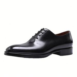 Zapatos de Cuero Casuales de Negocios Británicos con Relieve Brook, Suelas Gruesas Brillantes, Zapatos de Hombre de Cuero Pintado a Mano - Product Image 3