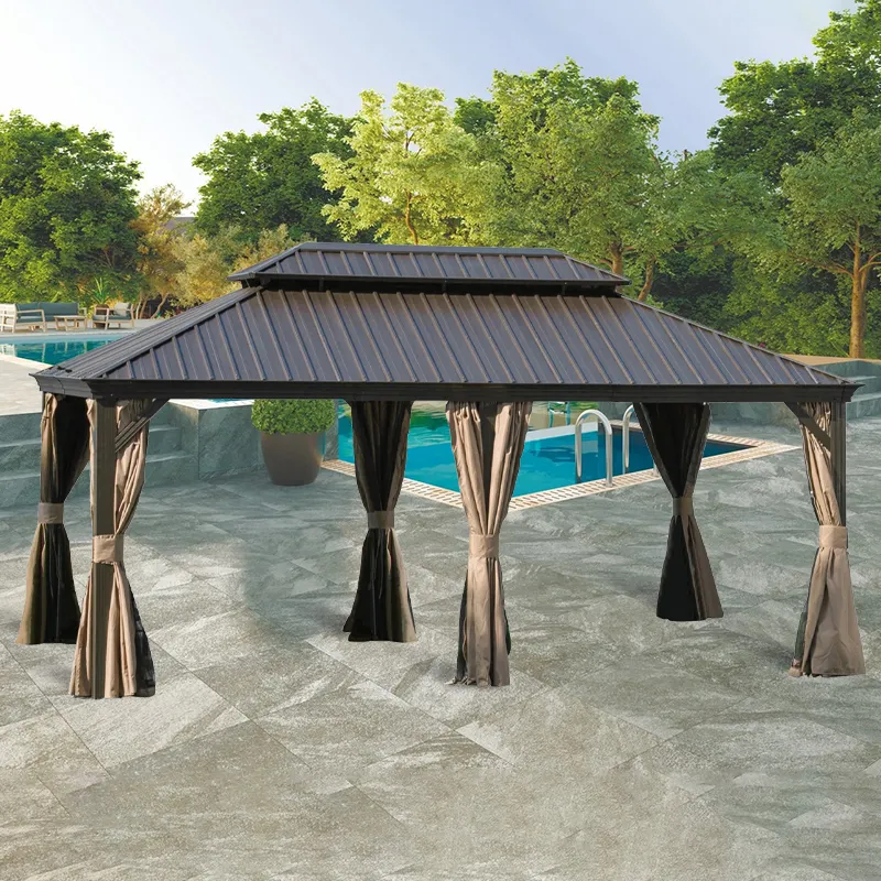 Bán Buôn Sân Sau Đồ Nội Thất Nhôm Sang Trọng Ngoài Trời Cứng Gazebos Pavilion Tán Lều Cho Patio Lawn Vườn