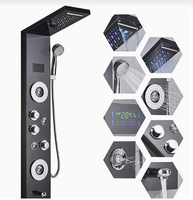 Ensemble de panneau de douche intelligent en acier inoxydable noir HLK, encastré au mur, avec noyau de valve en céramique poli, système de pulvérisation de pluie