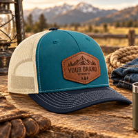 Casquette de Trucker Brodé en Cuir Personnalisé de Qualité Supérieure, 3 Couleurs, 6 Panneaux, Modèle Richardson 112 avec Dos en Filet