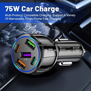 ที่ชาร์จโทรศัพท์ในรถยนต์แบบ USB-C ใหม่ ชาร์จเร็ว 30w ที่ชาร์จในรถยนต์ 5 พอร์ต Type C ชาร์จเร็ว - Product Image 3