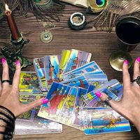 Jeu de cartes oracle personnalisé en papier écologique durable avec bords dorés argentés découpés au laser, avec boîte cadeau - Impression CMJN/PMS, portable, grande capacité