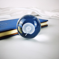 Laser Gravé Pissenlit Verre Cristal Sphère Boule MH-Q0194