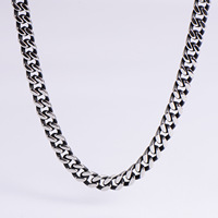 Chaîne cubaine en acier inoxydable poli anti-ternissement plaqué or 18 carats, collier gourmette Miami pour homme