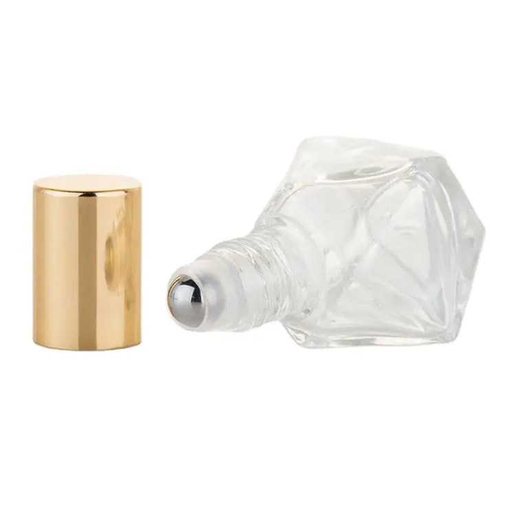 ローラーボールとゴールデンスクリューキャップ付きの5mlロールオン香水ガラス瓶