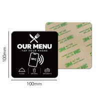 Carte de menu intelligente sans contact en PVC avec puce NTAG213, mini-étiquette 13,56 MHz pour menu de table de restaurant, autocollant pour assiette
