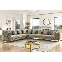 Canapé d'angle Chesterfield en velours tufté de luxe Winforce Turkiye Design, meubles de salon, ensemble de canapés en forme de L