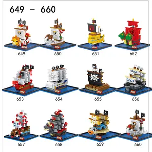 649-660 애니메이션 해적선 돛 나노 벽돌 작은 입자 조립 교육 빌딩 블록 모델 액션 어린이 선물 장난감