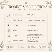 Flacon pulvérisateur de luxe personnalisé en plastique PET 200 ml pour cosmétiques et soins de la peau, flacon vide en PET pour toner et parfum
