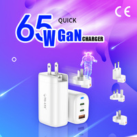 Direktes ODM-Logo 2-Typ-C PD3.0 USB-Wand ladegerät 65-W-GAN-Ladegerät mit Drei-in-Eins-Telefon ladegerät der OTP-Schutz manufaktur