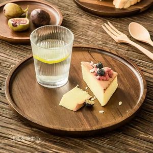 Wooden Round <b>Tray</b> Acacia Wood 10 Cm Dessert Fruit Plate Simple Style Serving Dish For Hotel Coffee <b>Tea</b> - Product Image 2