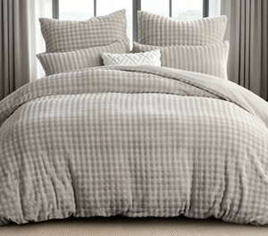 Parure <span class=keywords><strong>de</strong></span> lit 3 pièces en <span class=keywords><strong>flanelle</strong></span> polaire 200TC <span class=keywords><strong>beige</strong></span>, chaude, douillette, moelleuse, réversible, avec 2 taies d'oreiller 80x80cm - Product Image 2