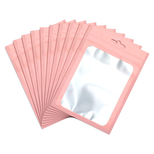 <span class=keywords><strong>Bolsas</strong></span> de Mylar resellables con ventana para brillo labial, muestras de pestañas, alimentos, joyería, embalaje de alimentos rosa, impresión en huecograbado PE, cierre con cremallera - Product Image 1