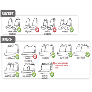 Hava yastığı uyumlu otomobiller için ön ve arka bölünmüş tezgah koltuğu kapakları - Product Image 2