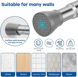 Tringles <span class=keywords><strong>à</strong></span> rideaux de douche modernes en métal argenté extensibles et réglables de 28 <span class=keywords><strong>à</strong></span> 48 pouces, robustes, résistantes <span class=keywords><strong>à</strong></span> la rouille, sans perçage, <span class=keywords><strong>à</strong></span> tension par <span class=keywords><strong>pression</strong></span> - Product Image 4