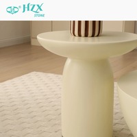 HZX table basse de luxe nordique en fibre de verre personnalisée texture mate table basse circulaire d'extérieur moderne et minimaliste