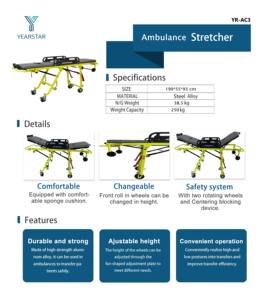 Peregangan Pasien Otomatis dari Baja Paduan, Mudah Dioperasikan, Multi Tinggi yang Dapat Disesuaikan, Ringan, Dapat Dilipat untuk Pusat Pertolongan Pertama Darurat - Product Image 6