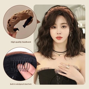 <span class=keywords><strong>Diadema</strong></span> con peluca integrada, trenzada con patrón de ondas de agua, media cubierta para la cabeza, ligera, voluminosa y natural, hecha a máquina. - Product Image 4