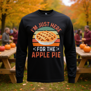 Estoy aquí solo por el pastel de manzana, camiseta de manga larga, camiseta del Festival del Pastel de Manzana - Product Image 3
