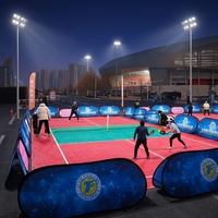 Terrain de pickleball portable, kit complet, sol à assembler, filet mobile, éclairage LED anti-éblouissement, utilisation à domicile et sur campus