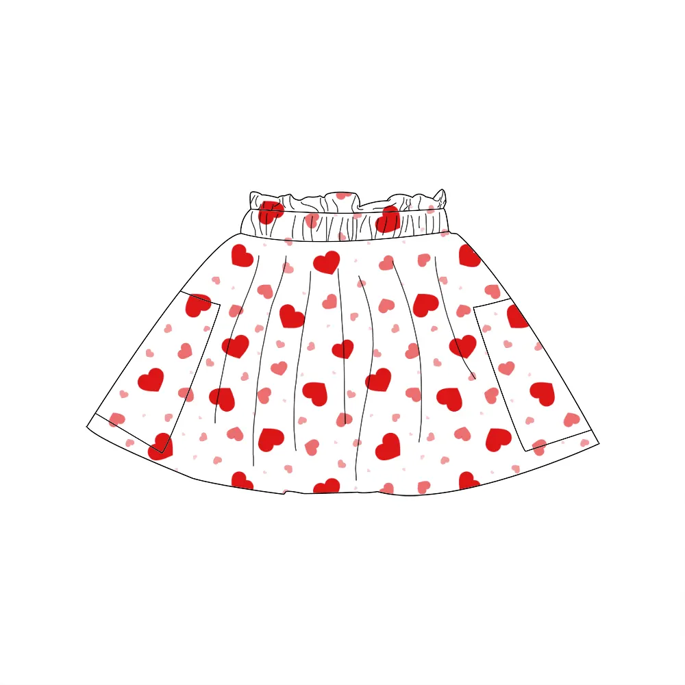 किंग्ली ओडीएम थोक आरामदायक छोटी स्कर्ट गुणवत्ता वाले बच्चों के कपड़े हार्ट प्रिंटिंग गर्ल हाफ-बॉडी फैशन ड्रेस