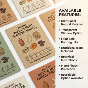 Étiquette personnalisée pour emballage de fruits secs, autocollant en papier kraft auto-adhésif avec icônes nutritionnelles pour sacs de collations - Product Image 2