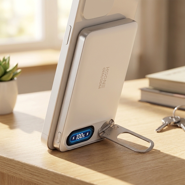 LC43 Slim Aluminum Power Bank 5000/10000mAh 15W/25W Wireless 20W/45W PD Lanyard Kickstand NTC Temp Control