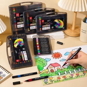 Lot de 48 Marqueurs Acryliques à Pointe Pinceau Souple, Séchage Rapide, Imperméables, pour Peinture Manuelle, <span class=keywords><strong>Graffiti</strong></span>, Bricolage, Stylo de Papeterie, Idéal Cadeau - Vente Flash - Product Image 2