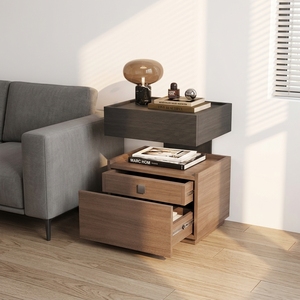 Lampe de chevet <span class=keywords><strong>en</strong></span> <span class=keywords><strong>bois</strong></span> minimaliste moderne italienne avec 2 <span class=keywords><strong>tiroirs</strong></span> et armoire suspendue intégrée, <span class=keywords><strong>petit</strong></span> <span class=keywords><strong>meuble</strong></span> de luxe pour chambre <span class=keywords><strong>à</strong></span> coucher - Product Image 5