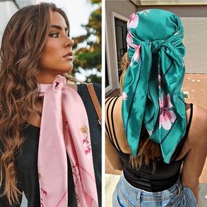 Pañuelo para <span class=keywords><strong>cabeza</strong></span> de mujer de satén ligero al por mayor, envoltura de pelo de seda suave cuadrada de 35 pulgadas para dormir, para ropa de <span class=keywords><strong>playa</strong></span> - Product Image 6