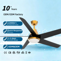 Ventilateur de plafond moderne décoratif avec moteur DC, éclairage LED, pales métalliques de 52 pouces, conversion de fréquence, télécommande