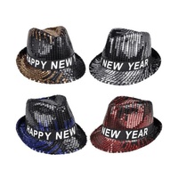 Chapeau Fedora à paillettes Deluxe Happy New Year