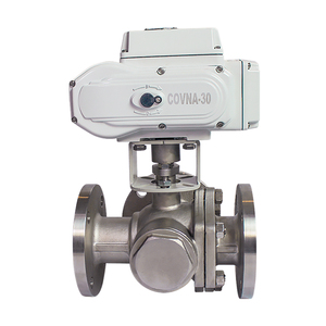 COVNA DN80 3 pouces 3 voies à port en L 24V CC Type à bride Acier inoxydable CF8M Vanne à boisseau sphérique motorisée - Product Image 3