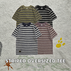 Camiseta Corta de Verano al por Mayor, Nueva, Estilo Urbano, 100% Algodón, Ecológica, Transpirable, con Parches de Colores, a Rayas, Holgada, Informal, con Cuello Redondo - Product Image 2