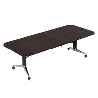 Table de conférence pliante en bois massif MEKIA avec roulettes, design moderne, bureau informatique mobile, 10 places, usage commercial, garantie 5 ans