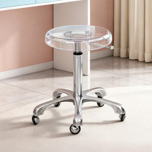 Siège de barbier polyvalent pour salons de coiffure, <span class=keywords><strong>chaises</strong></span> pivotantes ajustables en acrylique avec base inférieure en alliage d'aluminium - Product Image 1