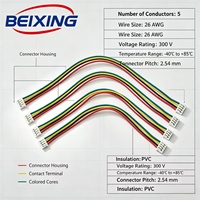 Câbles connecteurs BeiXing mâle-femelle à âme en cuivre, isolation nylon, pas de 1,25 mm, double extrémité, 2 à 6 broches, longueur 120 mm, tension nominale 36 V
