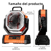 Ventilateur de table rechargeable USB 20000mAh, ventilateur portable rechargeable F6, ventilateur de camping rechargeable portable avec lumière LED